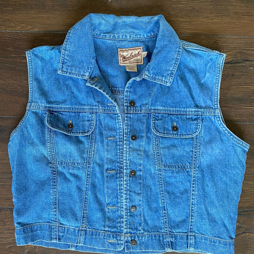 Woolrich Light Blue Denim Shirt Collar Jacket Size L